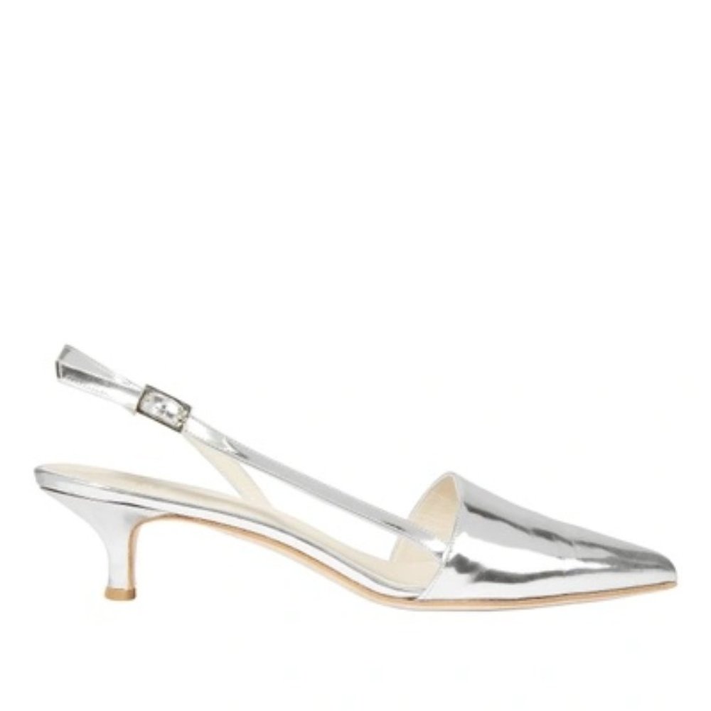 TIBI Simon Metallic Slingback Heel - Silver - Size 37